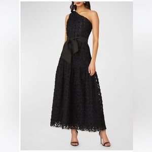 Shoshanna Alpine One Shoulder Tulle and Chiffon Gown size 8
